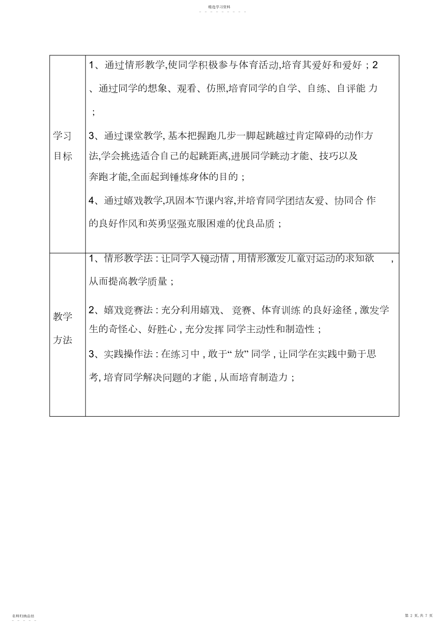 2022年小学二年级体育《跳越过障碍》教学设计.docx_第2页