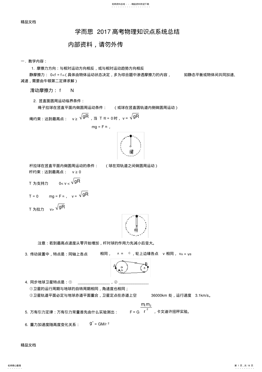 2022年学而思年高考物理备考笔记教学提纲 .pdf_第1页