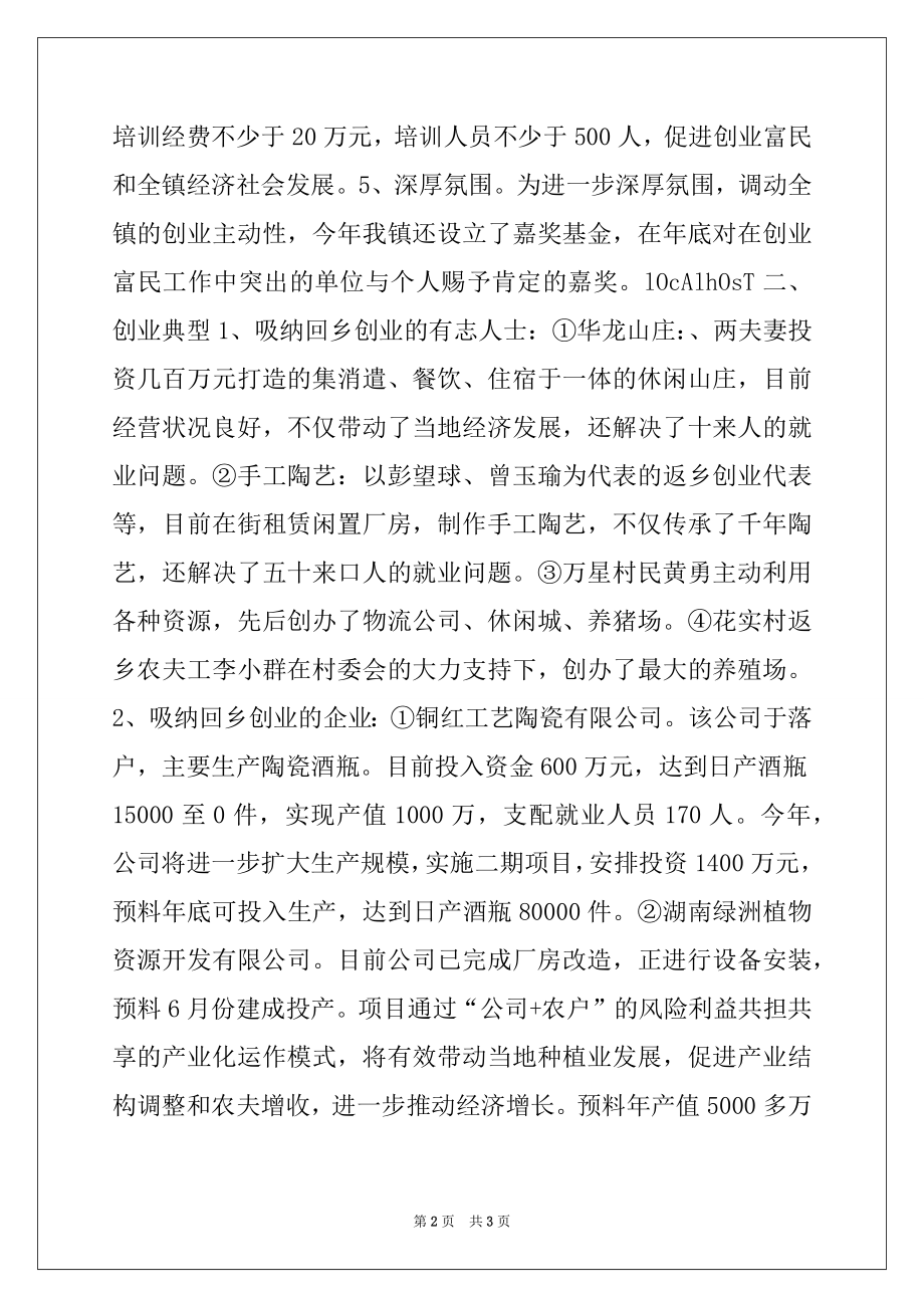 2022年乡镇创业富民工作汇报材料.docx_第2页