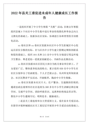 2022年县关工委促进未成年人健康成长工作报告.docx