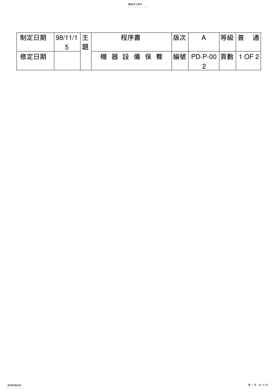 2022年机器设备保养控制程序 .pdf_第1页