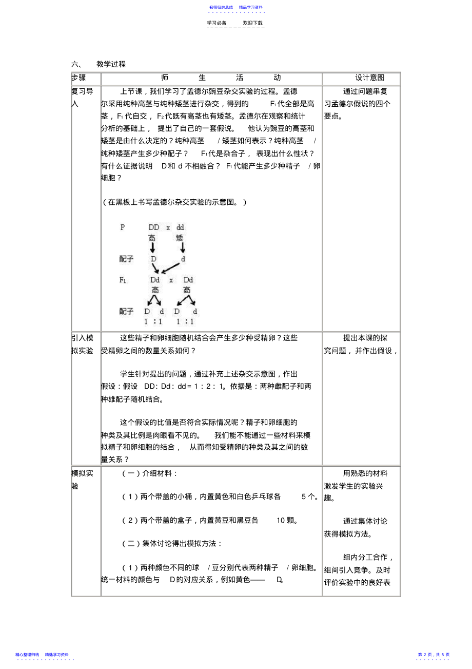 2022年《性状分离比的模拟实验》教案 .pdf_第2页