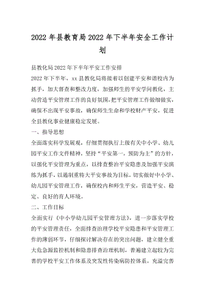 2022年县教育局2022年下半年安全工作计划.docx