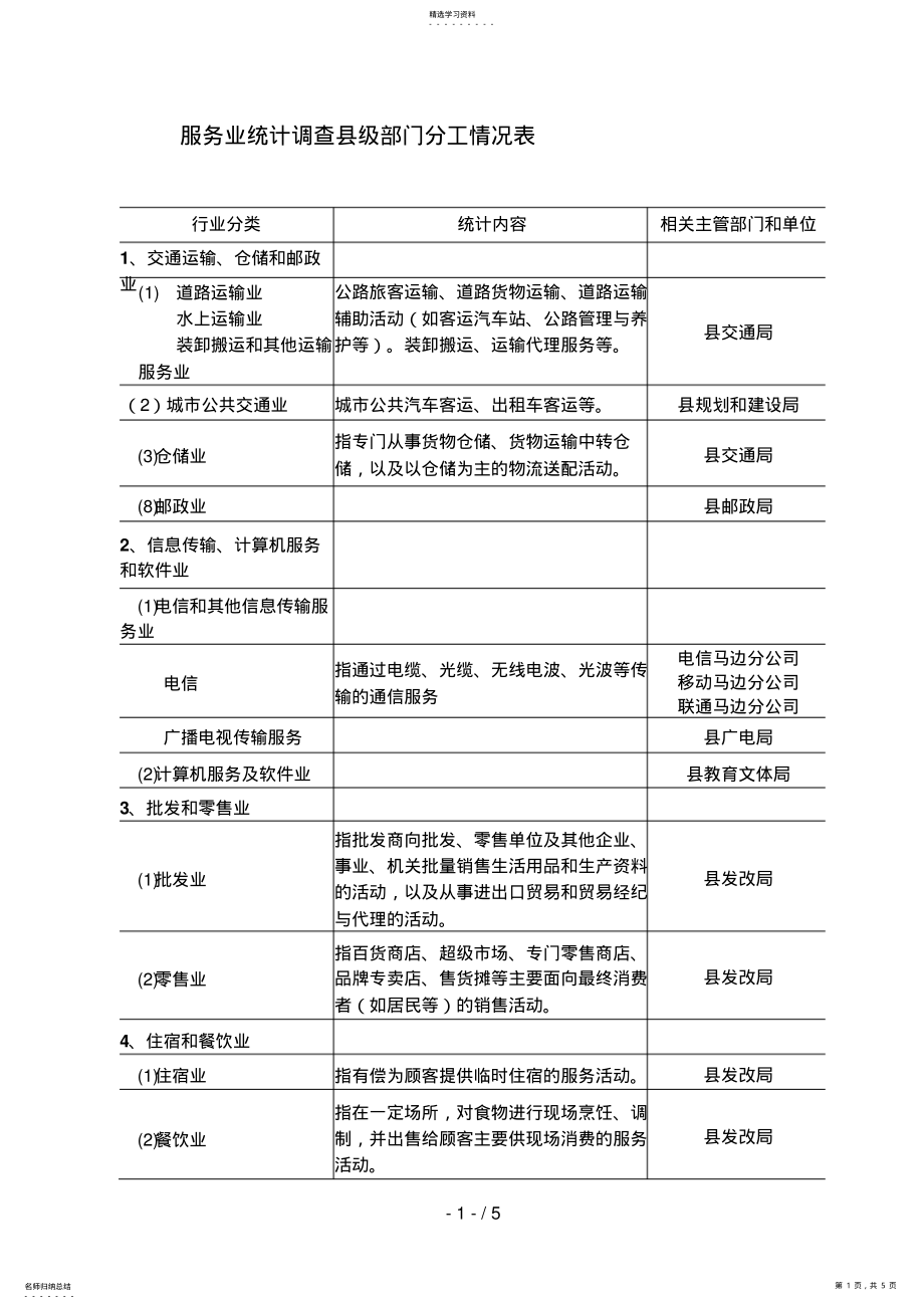 2022年服务业统计调查县级部门分工情况表 .pdf_第1页