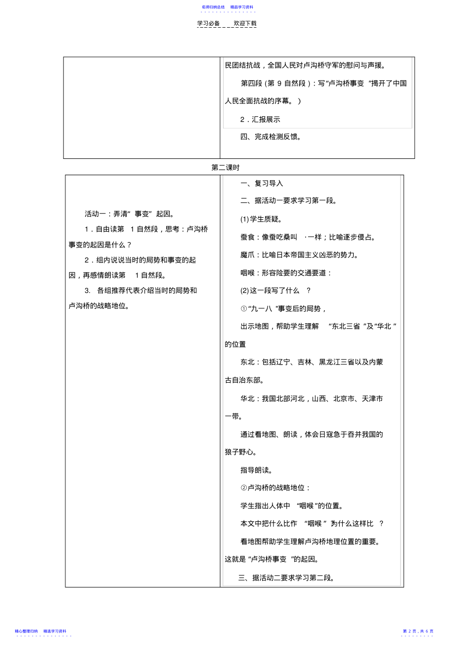 2022年《卢沟桥烽火》导学案 .pdf_第2页