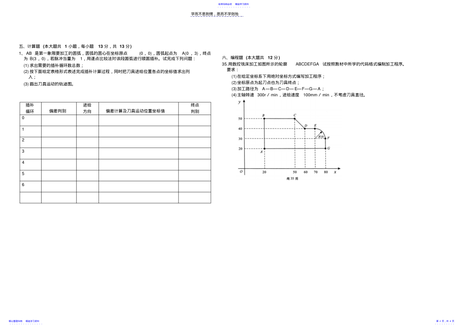 2022年《机床数控技术》期末B卷及答案 .pdf_第2页