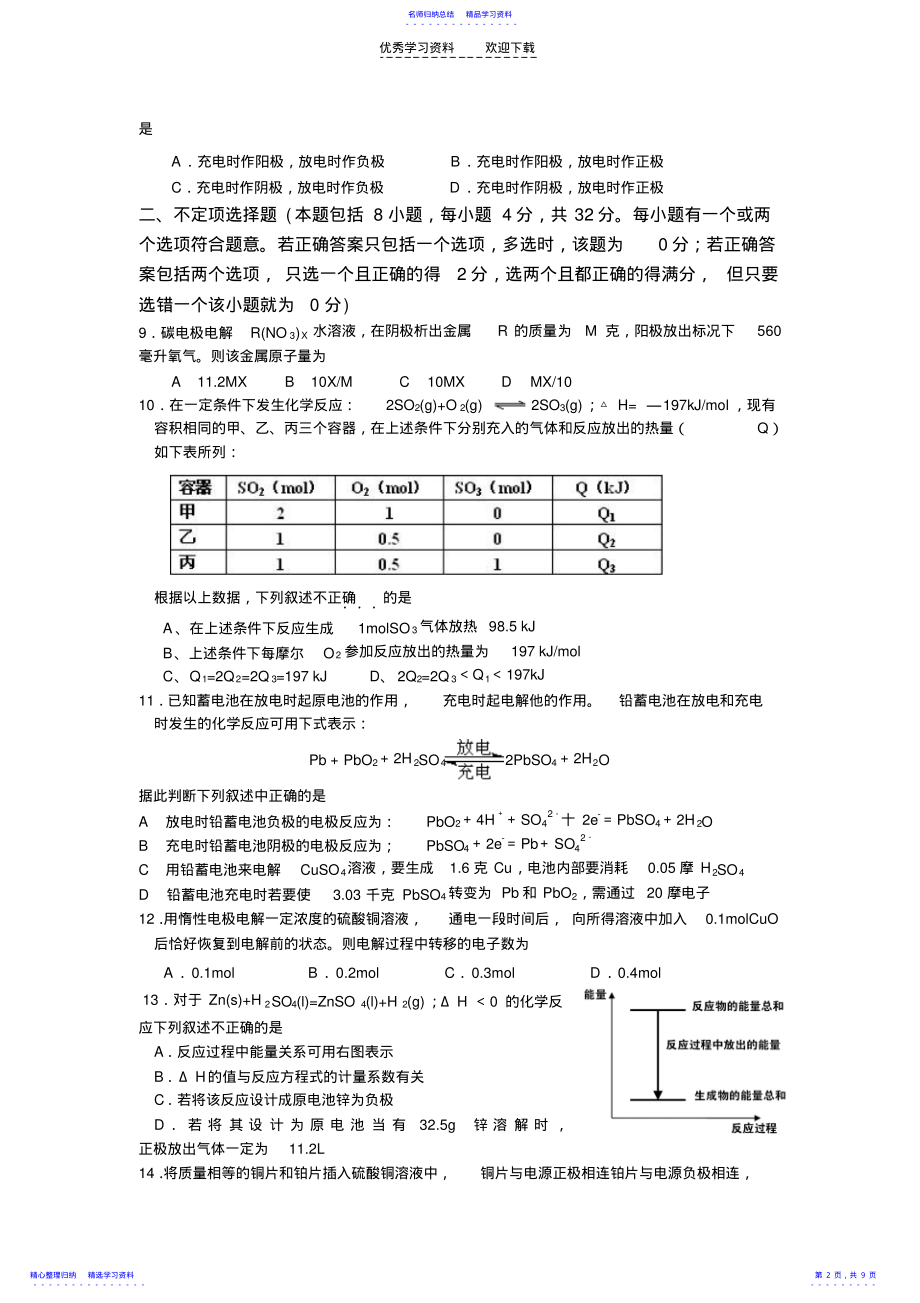 2022年《化学反应与能量变化》检测试题二 .pdf_第2页