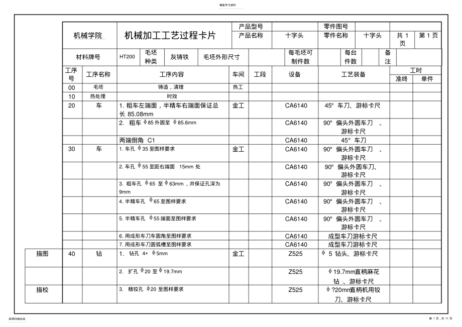 2022年机械加工工艺工序卡片 .pdf_第1页