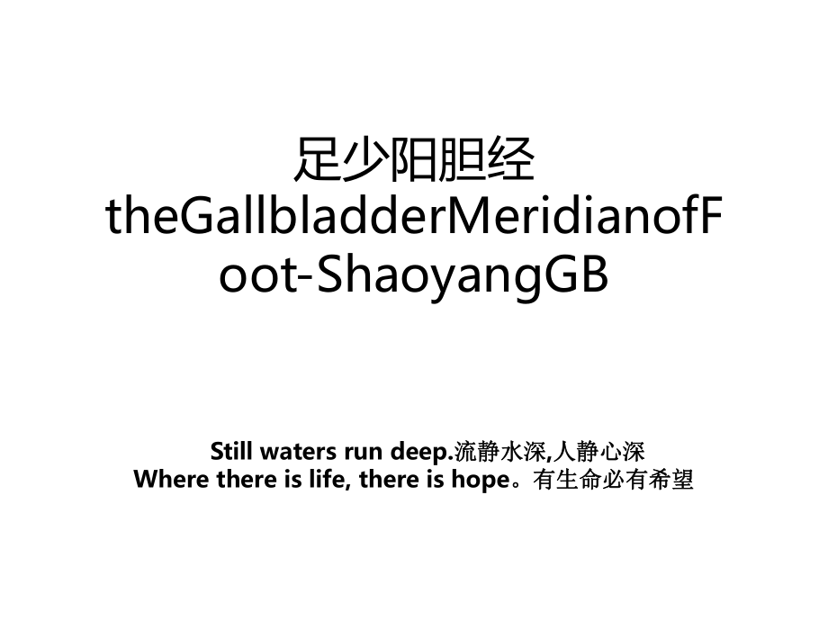 足少阳胆经theGallbladderMeridianofFoot-ShaoyangGB.ppt_第1页