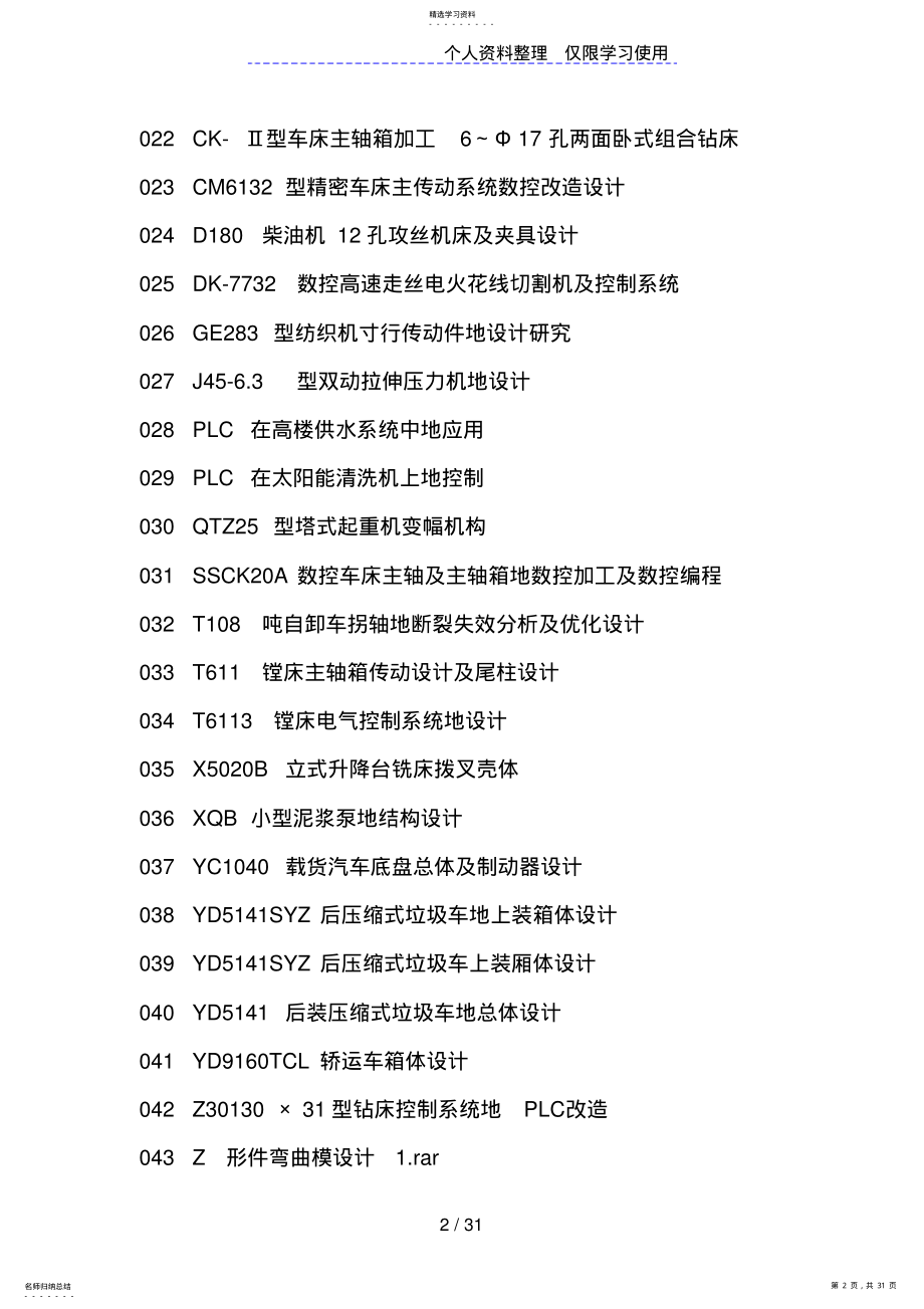 2022年最新机械电子类毕业经典题目集1 .pdf_第2页