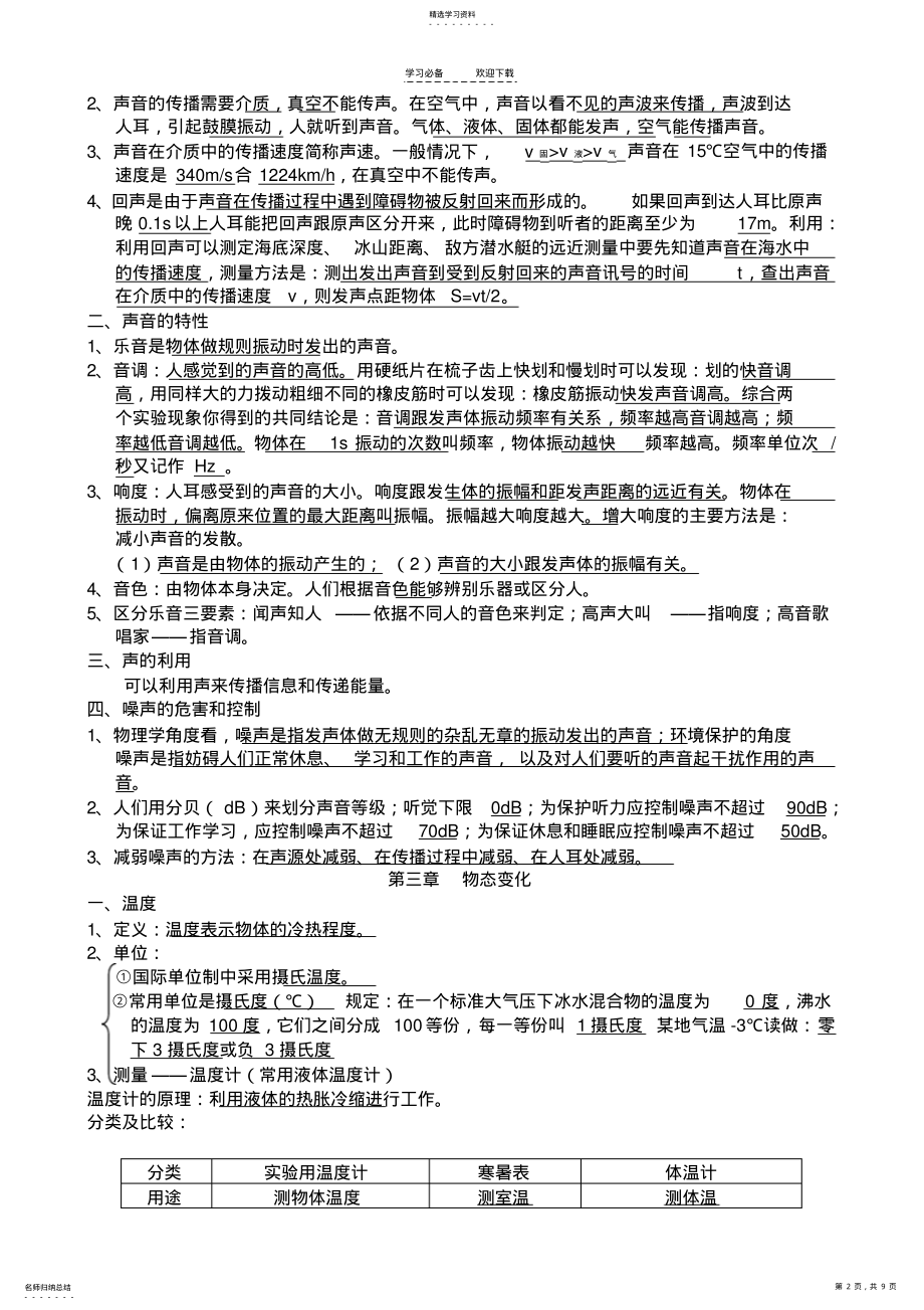 2022年最新人教版八年级上册物理复习提纲 .pdf_第2页