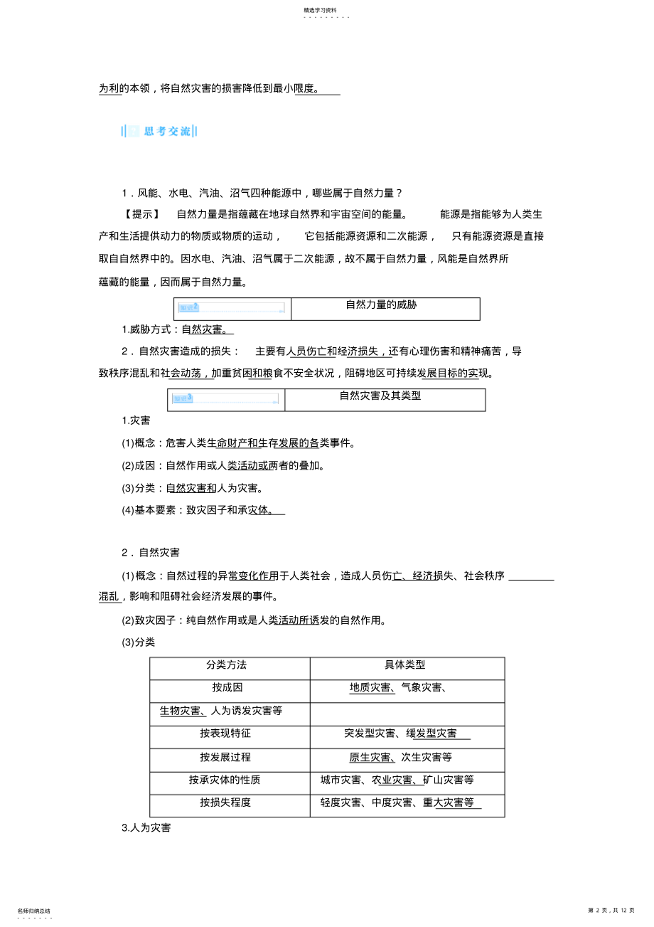 2022年最新高中地理鲁教版选修5教案11初识自然灾害 .pdf_第2页