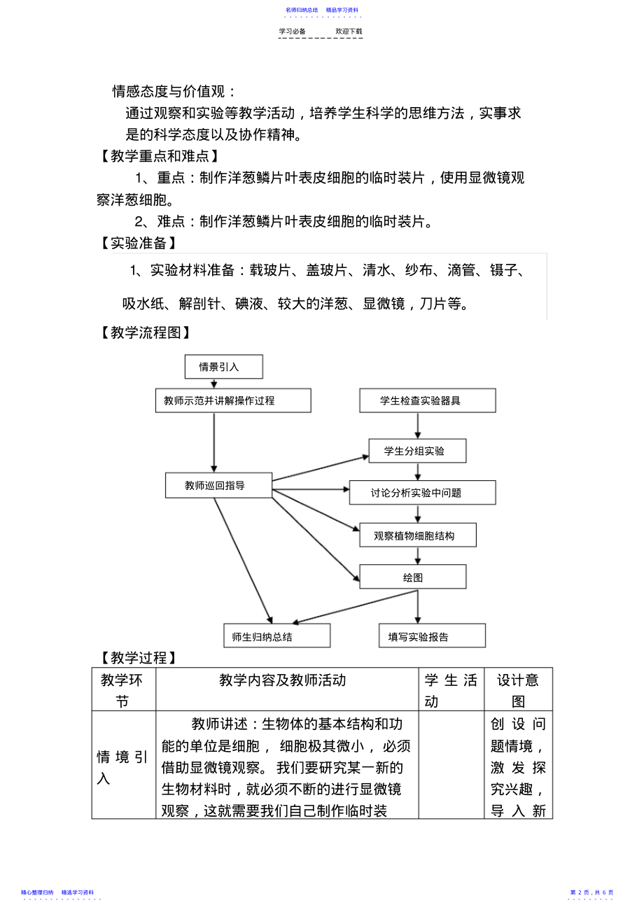 2022年《制作洋葱表皮细胞临时装片》教学设计 .pdf_第2页