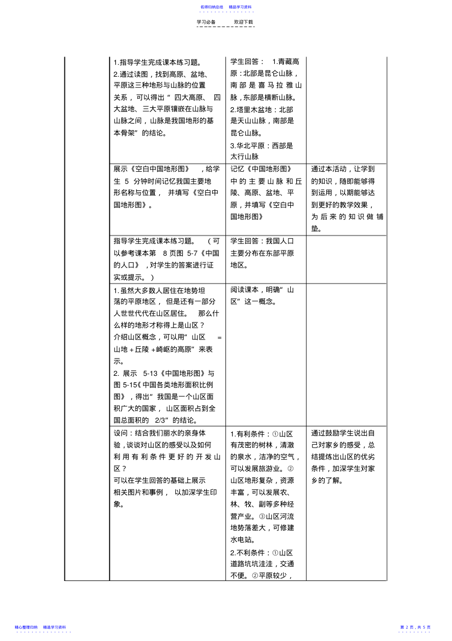 2022年《复杂多样的地形》教学设计 .pdf_第2页