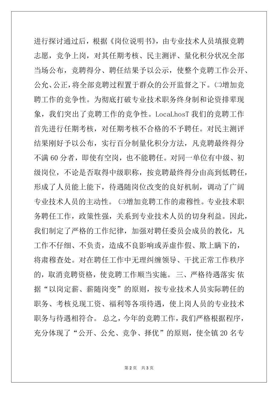 2022年人民政府关于竞聘专业技术职务工作的总结例文.docx_第2页