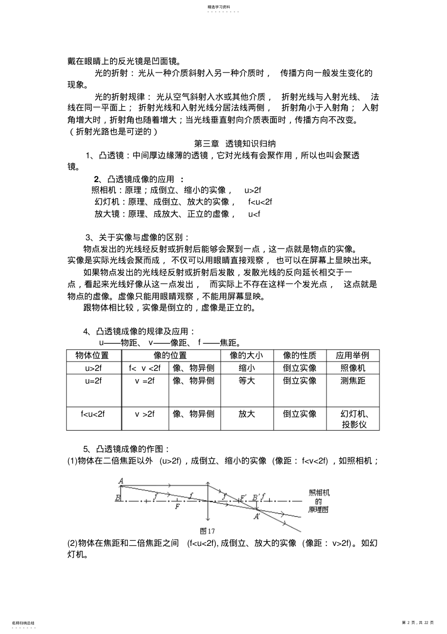 2022年最新人教版初中物理知识点总结归纳3 .pdf_第2页