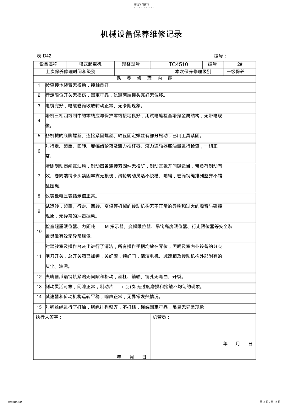 2022年机械设备保养维修记录.. .pdf_第2页