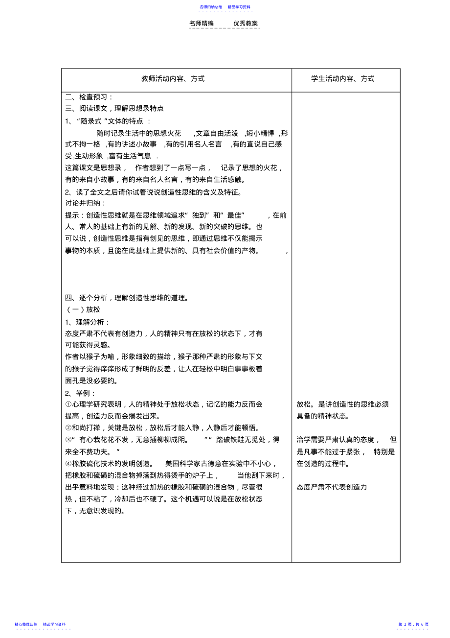 2022年《创造学思想录》教学设计推荐 .pdf_第2页