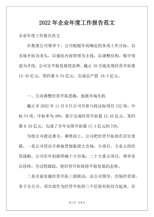 2022年企业年度工作报告范文.docx