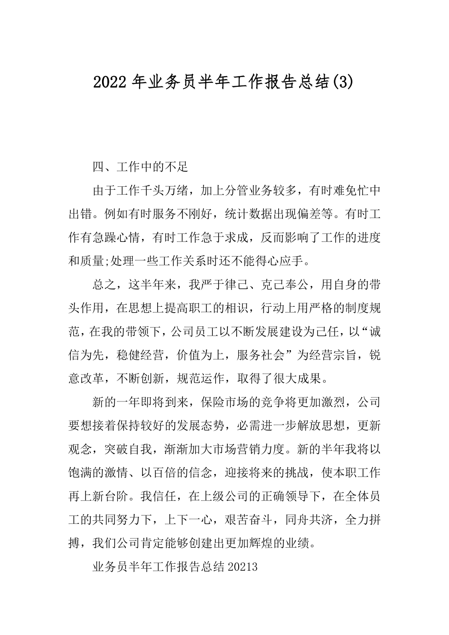 2022年业务员半年工作报告总结(3).docx_第1页