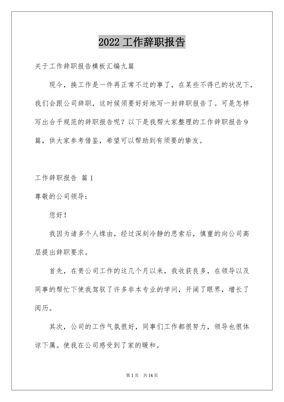 2022工作辞职报告例文9.docx_第1页