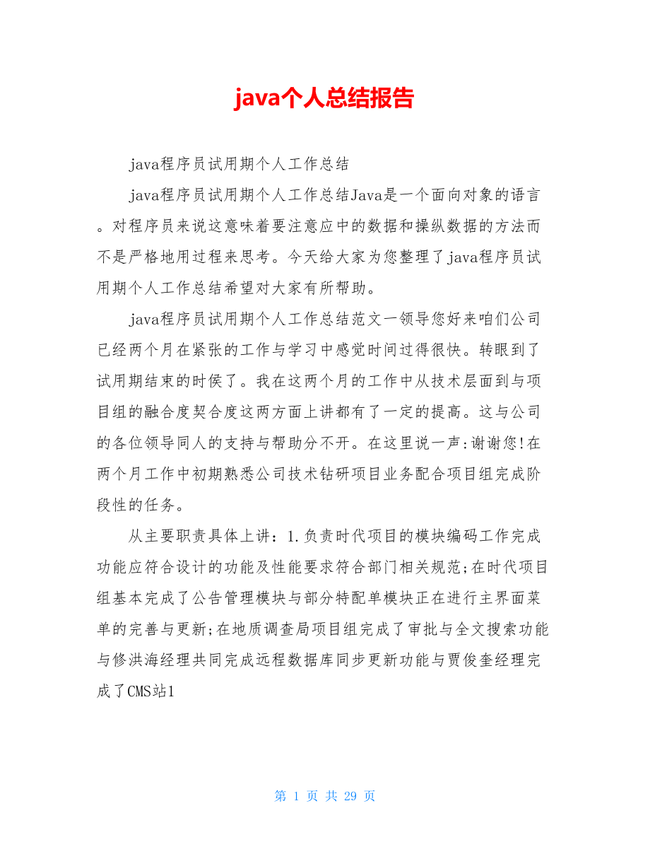 java个人总结报告.doc_第1页