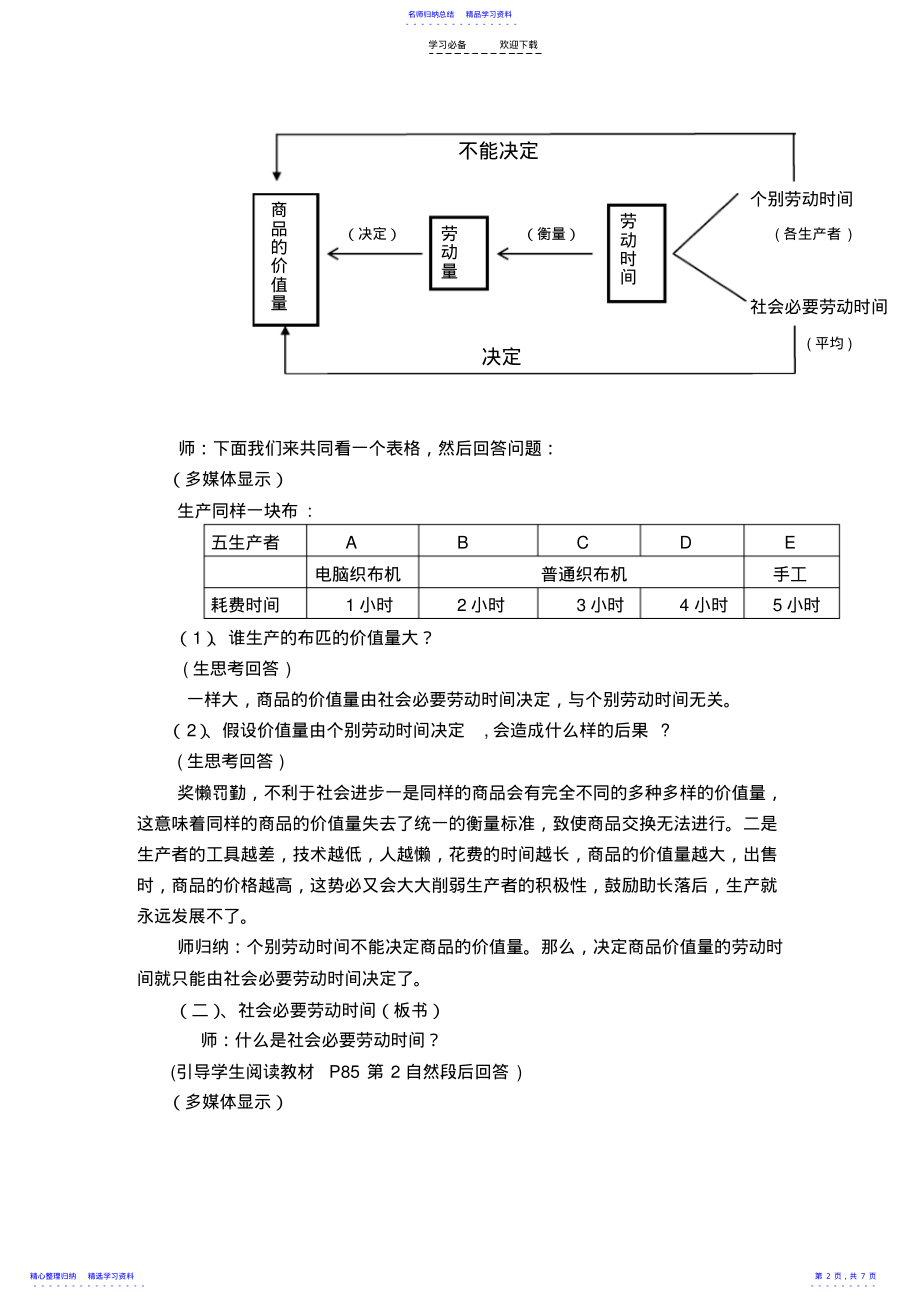 2022年《商品的价值量》教案 .pdf_第2页