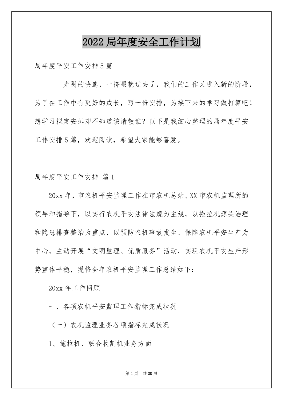 2022局年度安全工作计划例文.docx_第1页