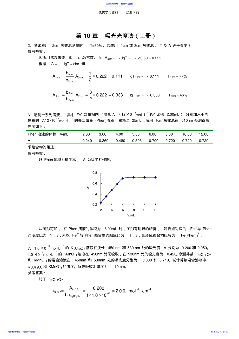 2022年《分析化学》下册武汉大学等编作业参考答案 .pdf_第2页