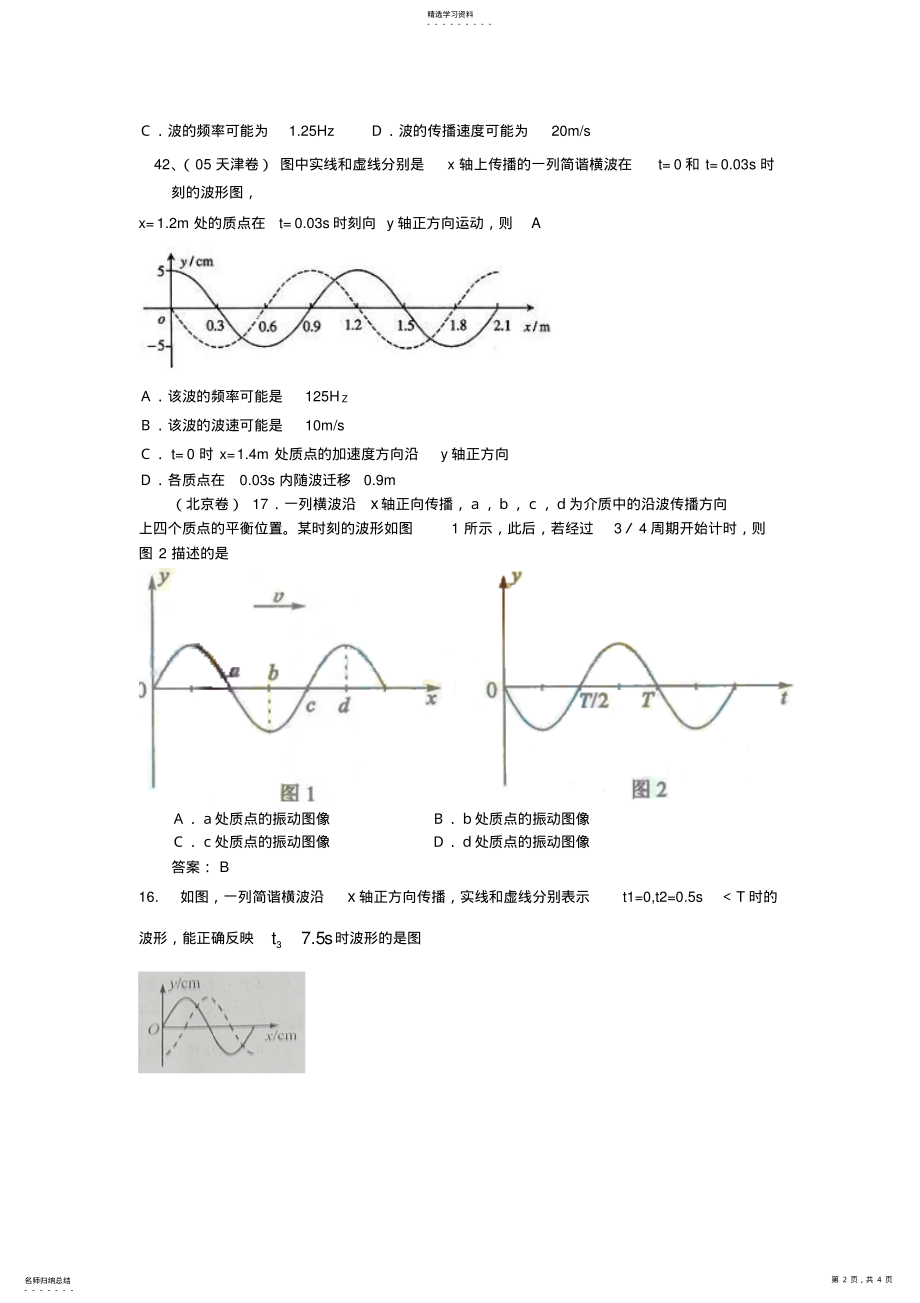 2022年机械振动和机械波经典习题及答案 .pdf_第2页