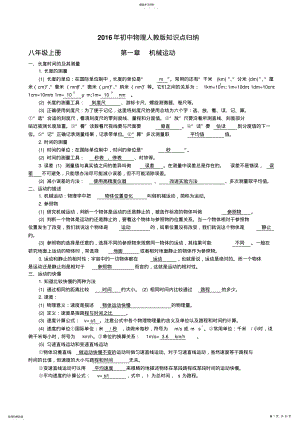 2022年最新人教版初中物理知识点复习填空 .pdf