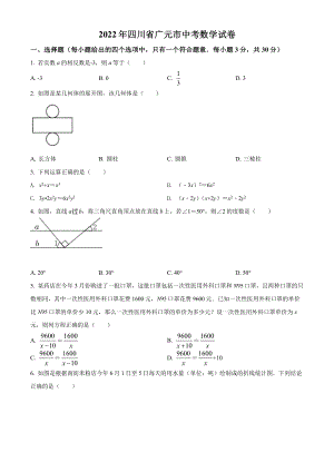 2022年四川省广元市中考数学试卷真题及答案.pdf