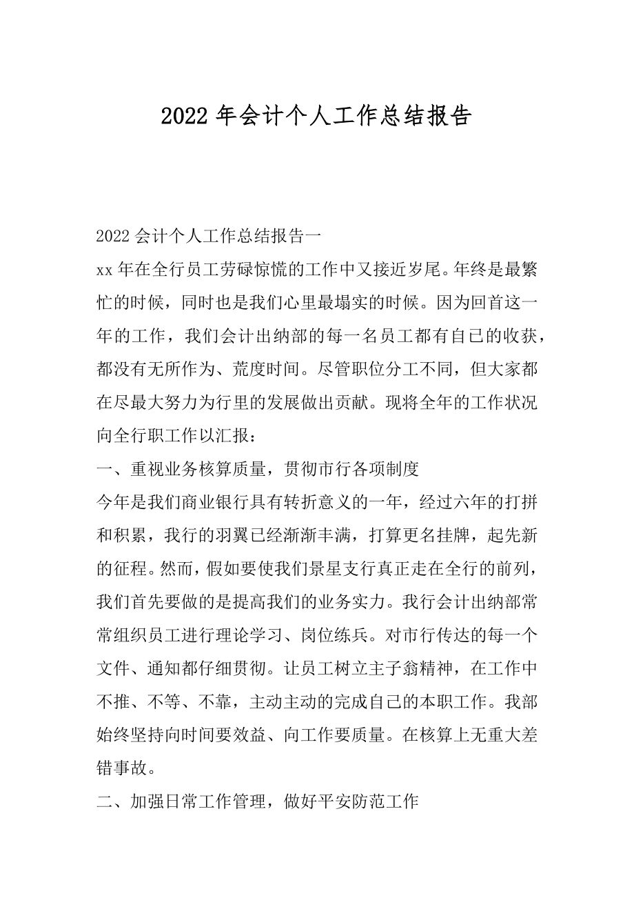 2022年会计个人工作总结报告.docx_第1页