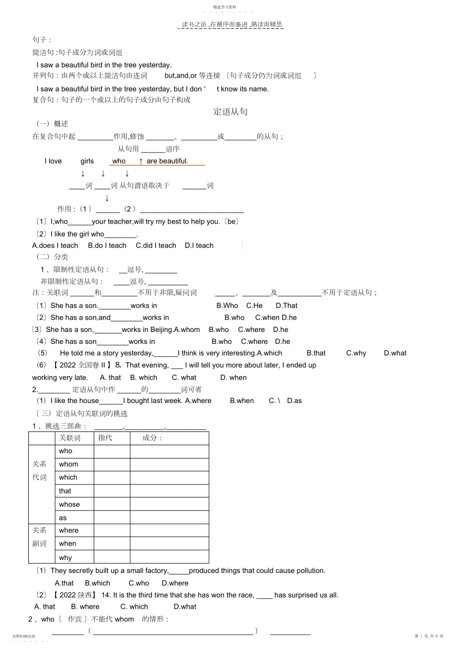 2022年高考英语之定语从句精讲.docx_第1页