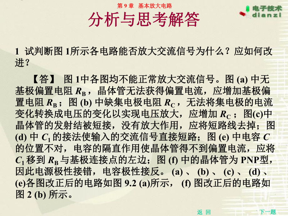 电子技术第15章-基本放大电路习题ppt课件.ppt_第1页