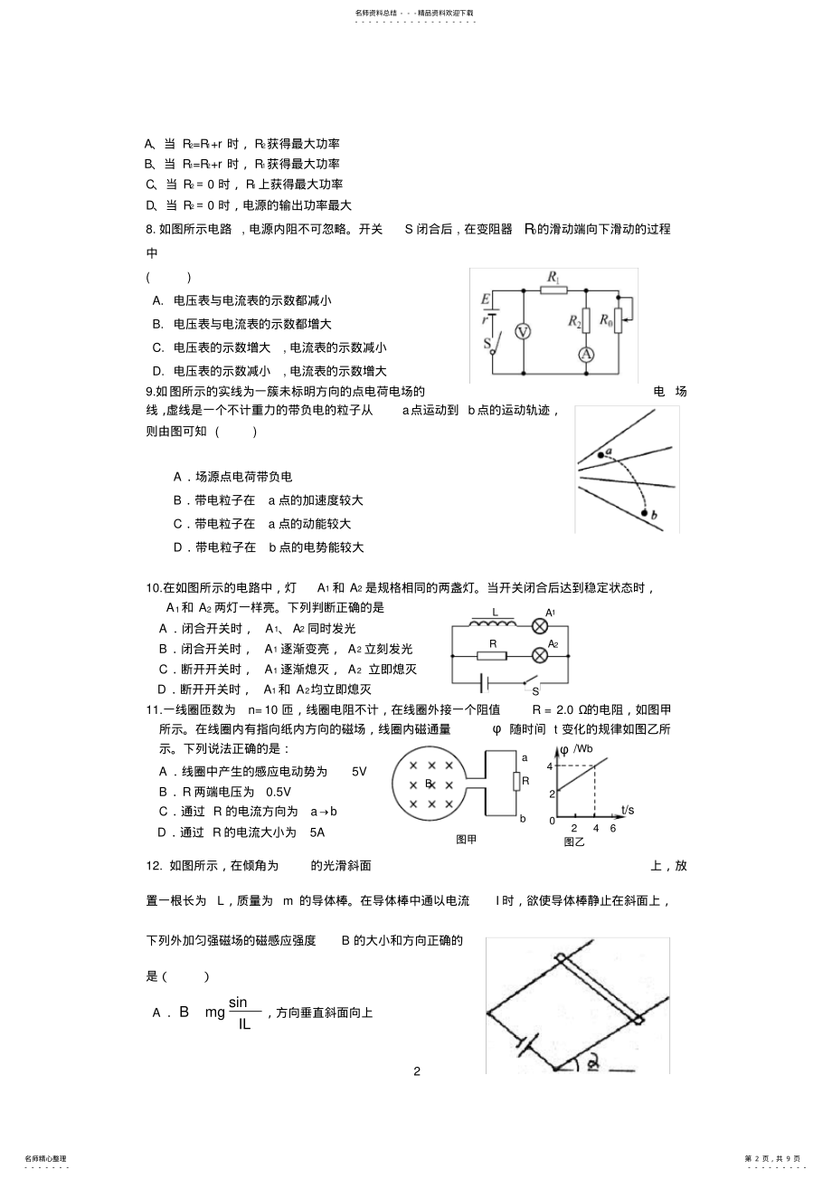 2022年高二物理选修-期末复习测试题 .pdf_第2页