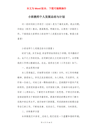 小班教师个人发展总结与计划.docx