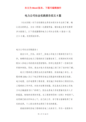 电力公司社会实践报告范文5篇.docx