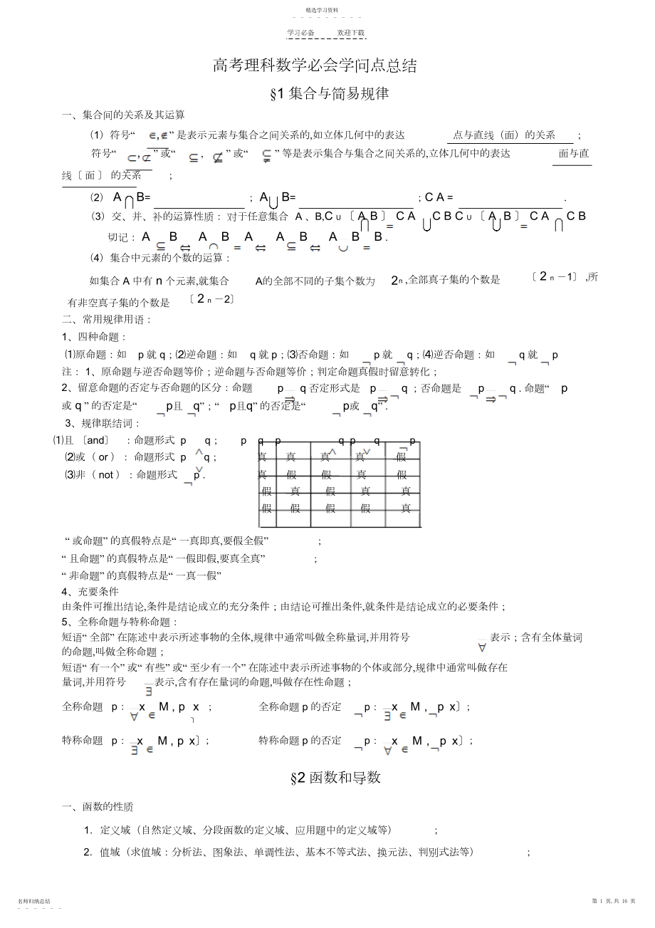 2022年高考理科数学必会知识点总结.docx_第1页