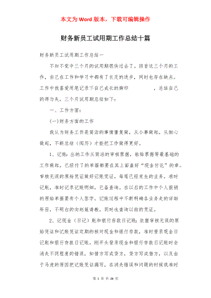 财务新员工试用期工作总结十篇.docx