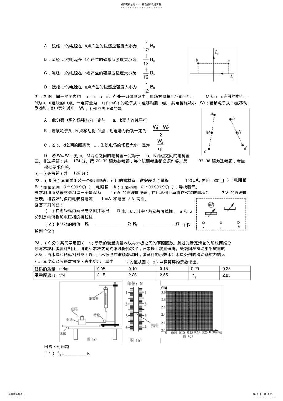 2022年高考理综物理部分全国卷Ⅱ .pdf_第2页