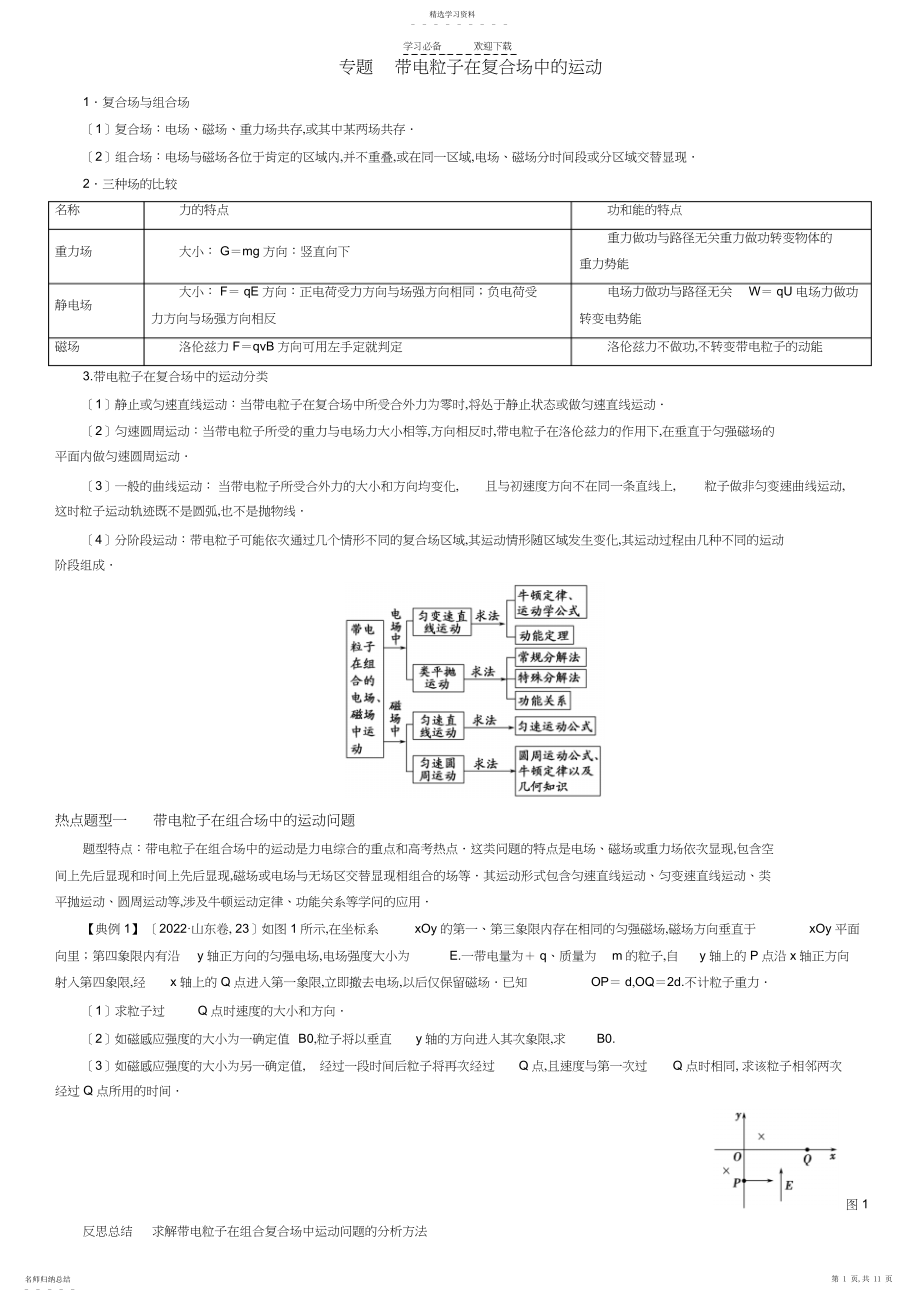 2022年高考物理专题复习带电粒子在复合场中的运动.docx_第1页