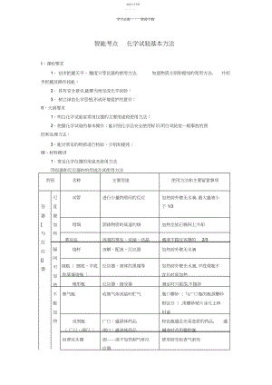 2022年高考化学总复习智能考点归类总结化学实验基本方法.docx