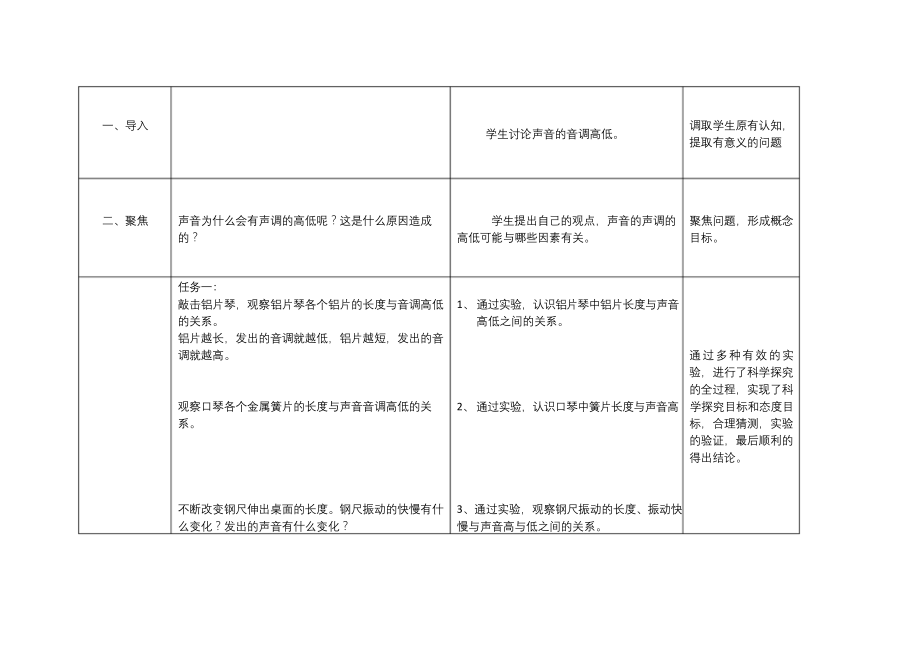 教科版(2017)科学四年级上册教案-1.6声音的高与低.docx_第2页