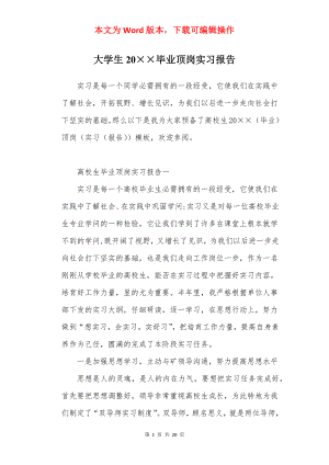 大学生20××毕业顶岗实习报告.docx