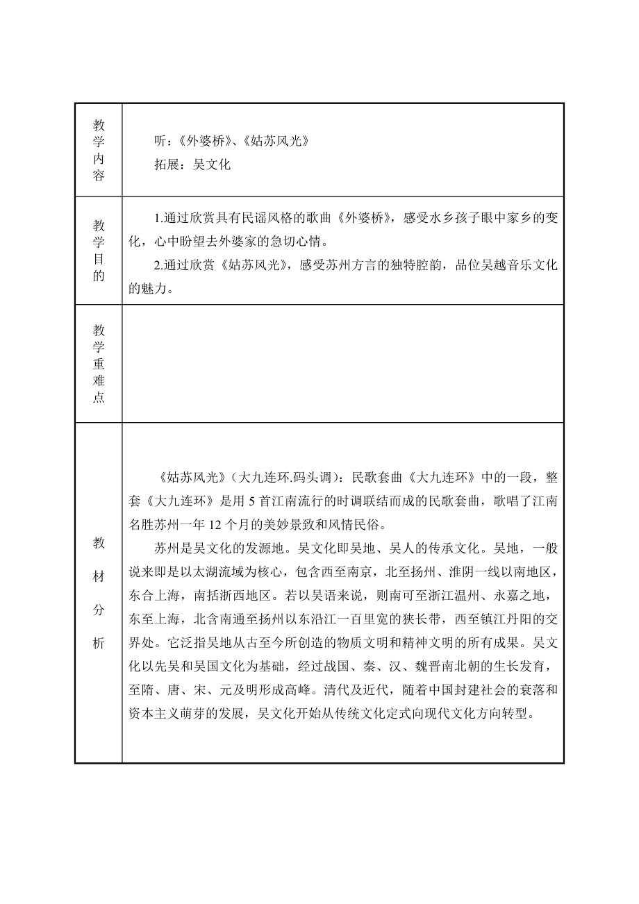 苏教小学音乐六上《2姑苏风光》word教案.doc_第1页