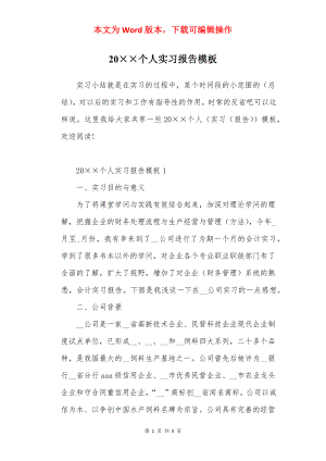 20××个人实习报告模板.docx