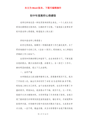 初中年度教师心得感悟.docx