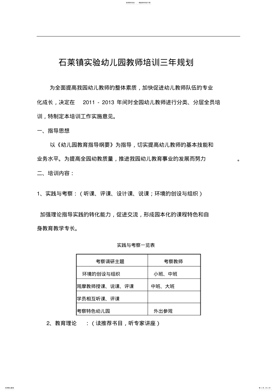 2022年幼儿园教师培训三年规划- .pdf_第2页