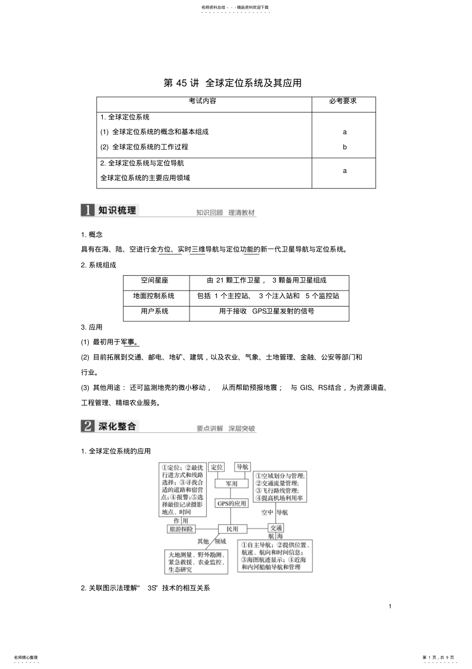 2022年高考地理总复习地理信息技术应用第讲全球定位系统及其应用 .pdf_第1页